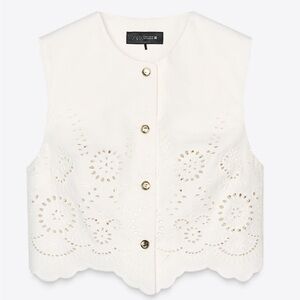 NWT White Eyelet Sleeveless Crop Top - XS